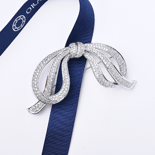 Diamond Bow Brooch