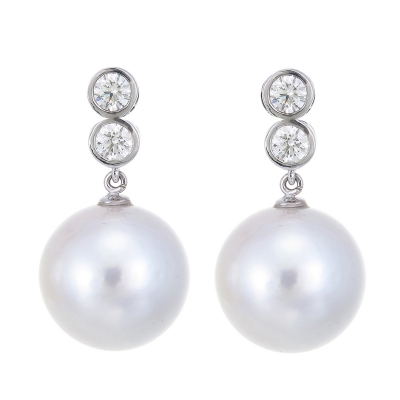 Pearl and Diamond Earrings