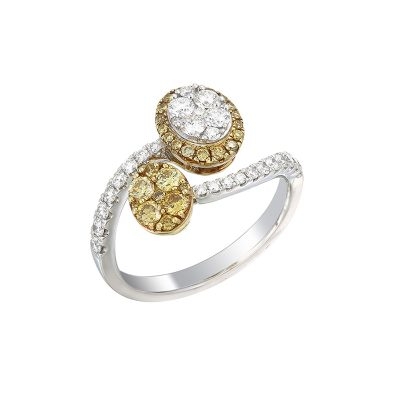 Yellow and White Diamond Twin Ring