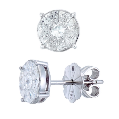 Illusion Round Diamond Stud Earrings