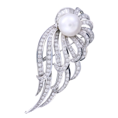 Pearl and Diamond Brooch