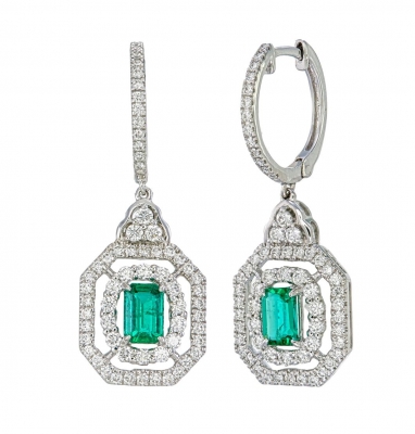 Emerald and Diamond Earrings