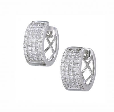 Invisible set Diamond Hoop Earrings