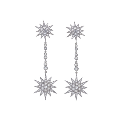 Rose Cut Diamond Star Earrings