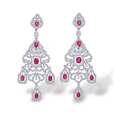 Ruby and Diamond Chandelier Earrings