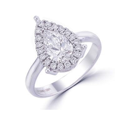 Pear Shape Diamond Halo Ring