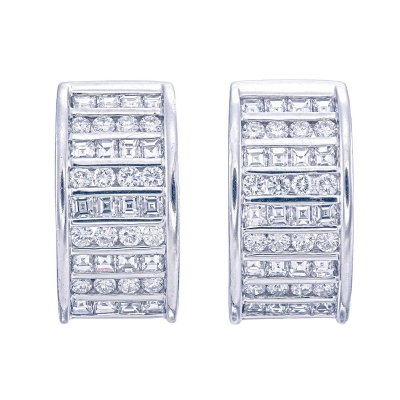 Diamond  Wide  Huggie Hoop Earrings
