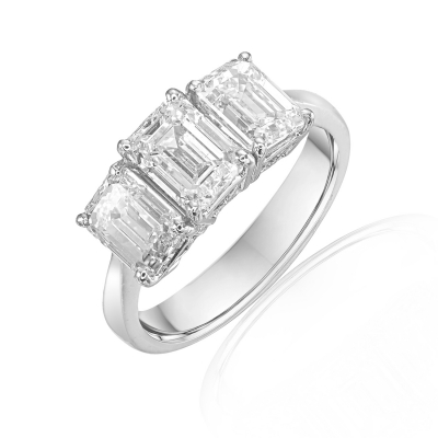 Trio Emerald Cut Diamond Ring
