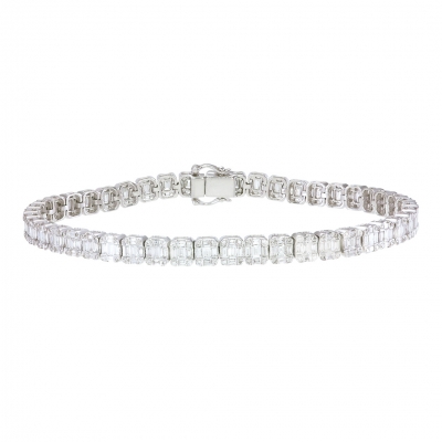 Emerald Illusion Diamond Tennis Bracelet