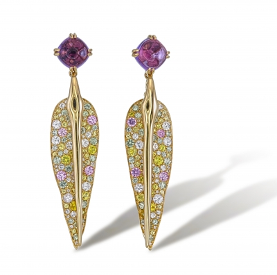 Amethyst and Multi color Sapphire Earrings