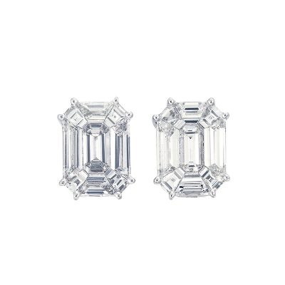 Illusion Emerald Cut Diamond Earrings