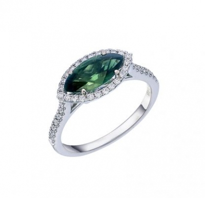 Marquise Shape Green Sapphire Ring