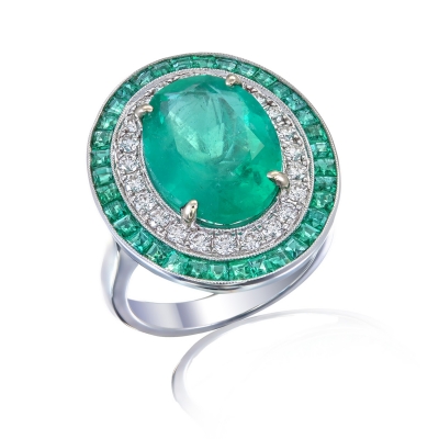 Emerald and Diamond Ring