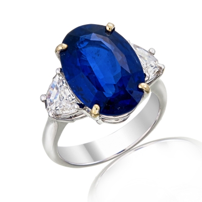 Blue Sapphire and Diamond Ring