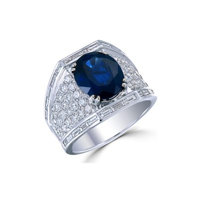 Royal Blue Sapphire and Diamond Ring