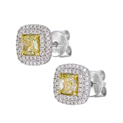 Yellow Diamond Stud Earrings 