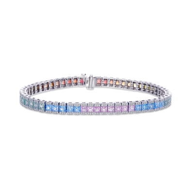 Multicolor Sapphire and Diamond Tennis Bracelet