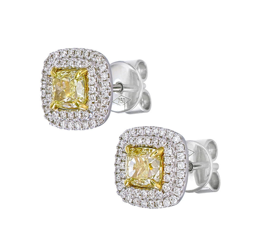 Yellow Diamond Stud Earrings 