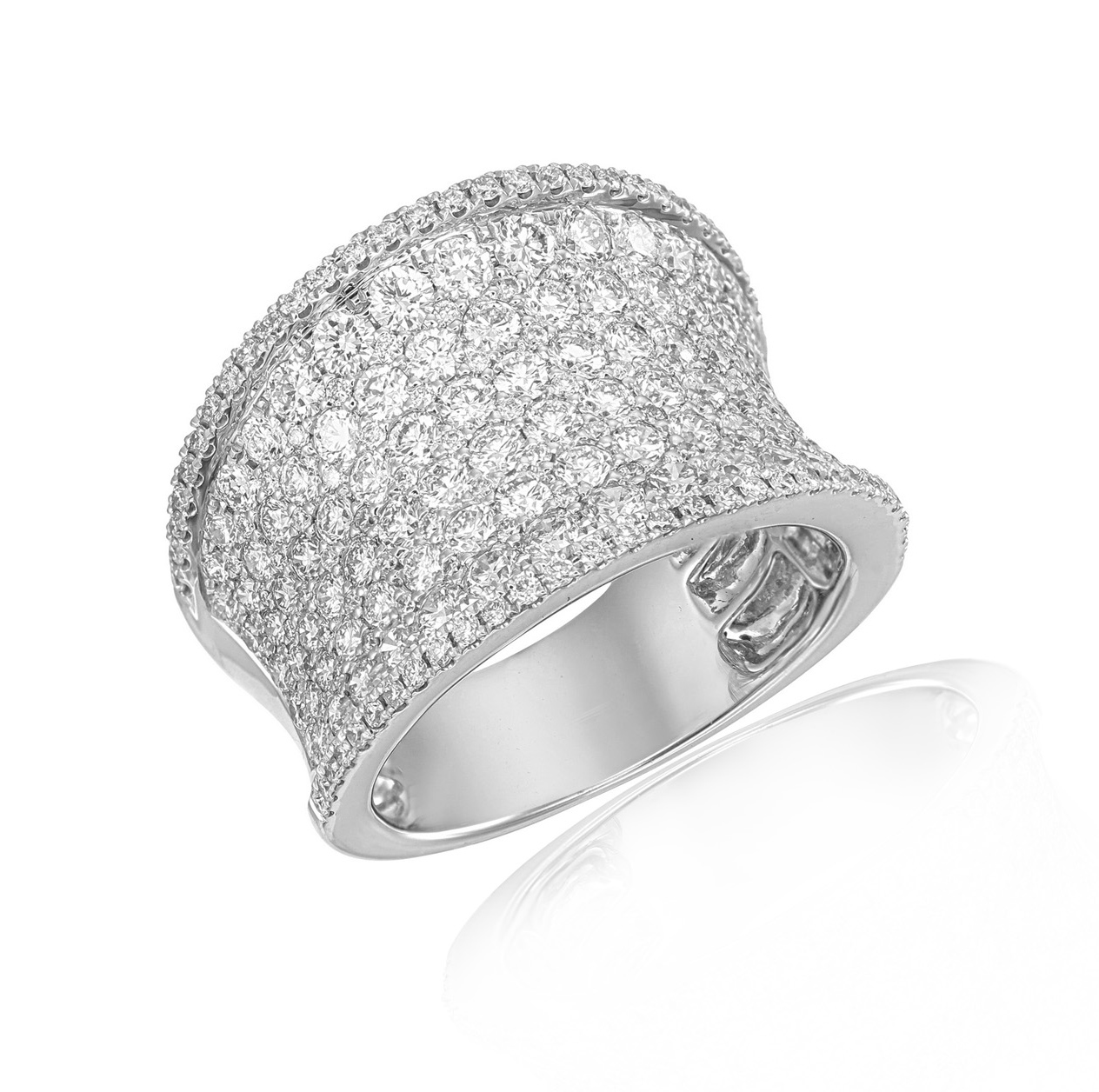 Wide Band Pave Diamond Ring