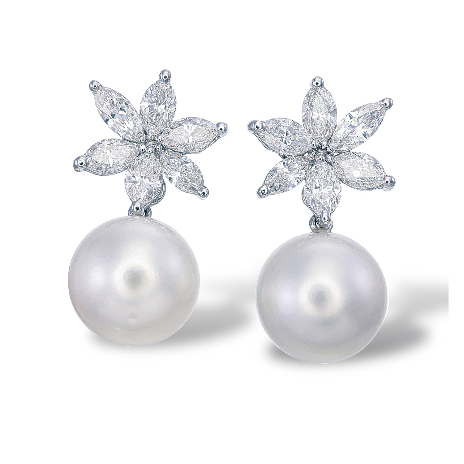 Marquise Diamond with Detachable Pearl Earrings