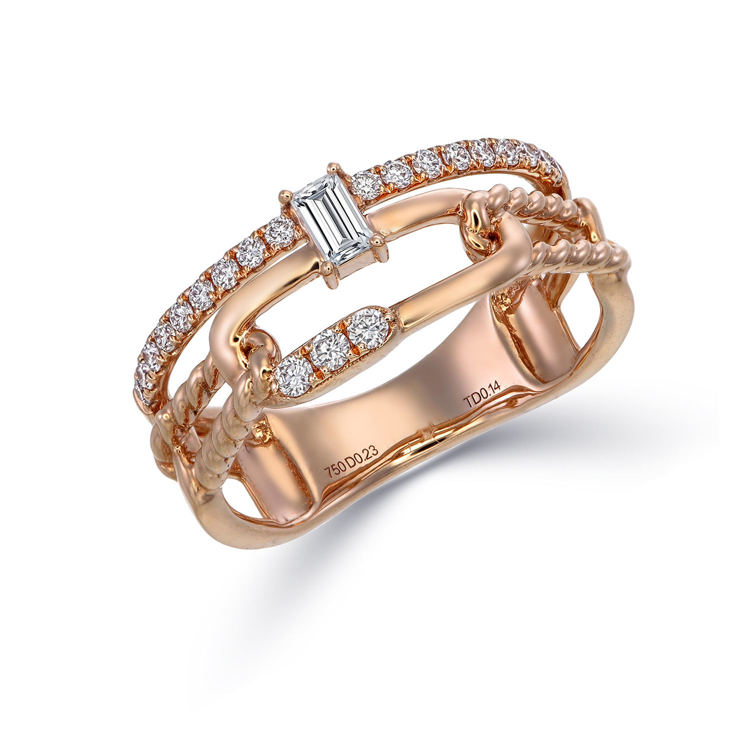 Chain Diamond Rose Gold Ring
