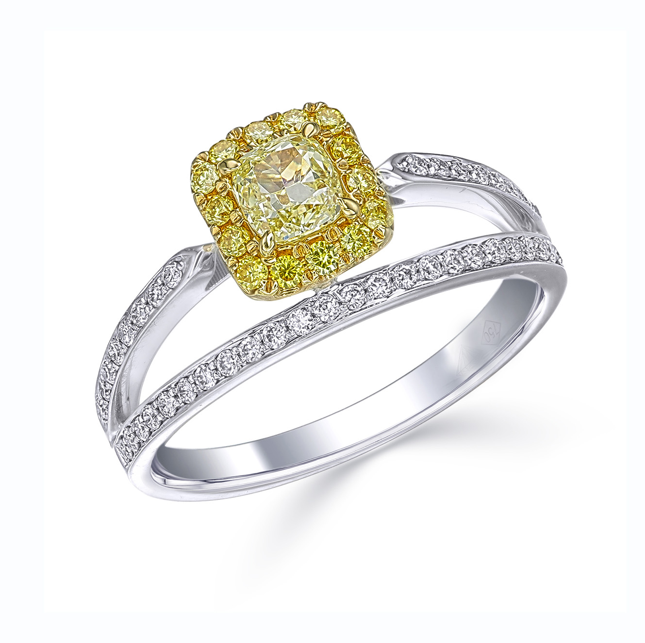 Yellow Diamond Split Shank Ring