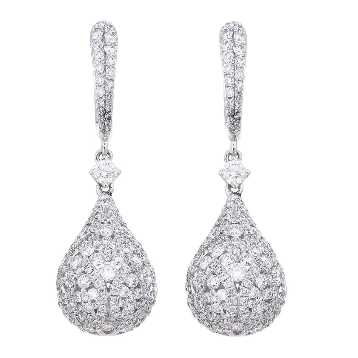 Drop Pave Diamond Earrings