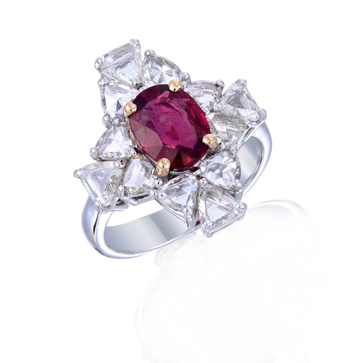 Ruby and Rose Cut Diamond Ring