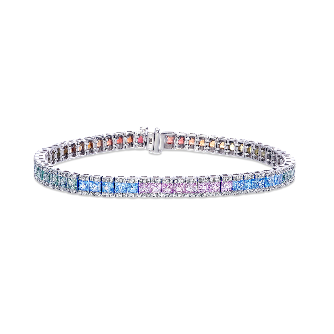 Multicolor Sapphire and Diamond Tennis Bracelet