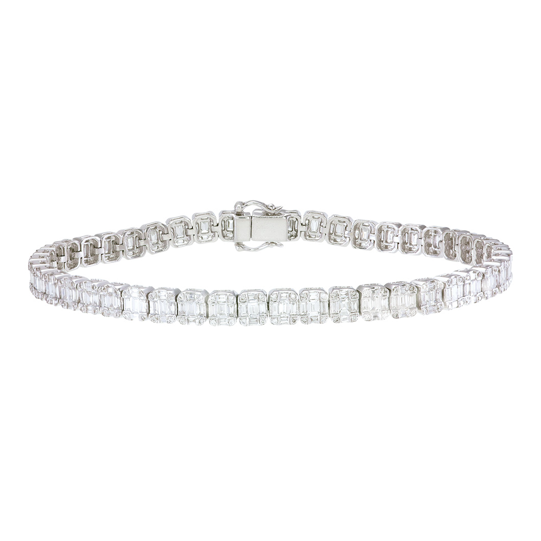 Illusion Set Diamond Tennis Bracelet in Sterling Silver