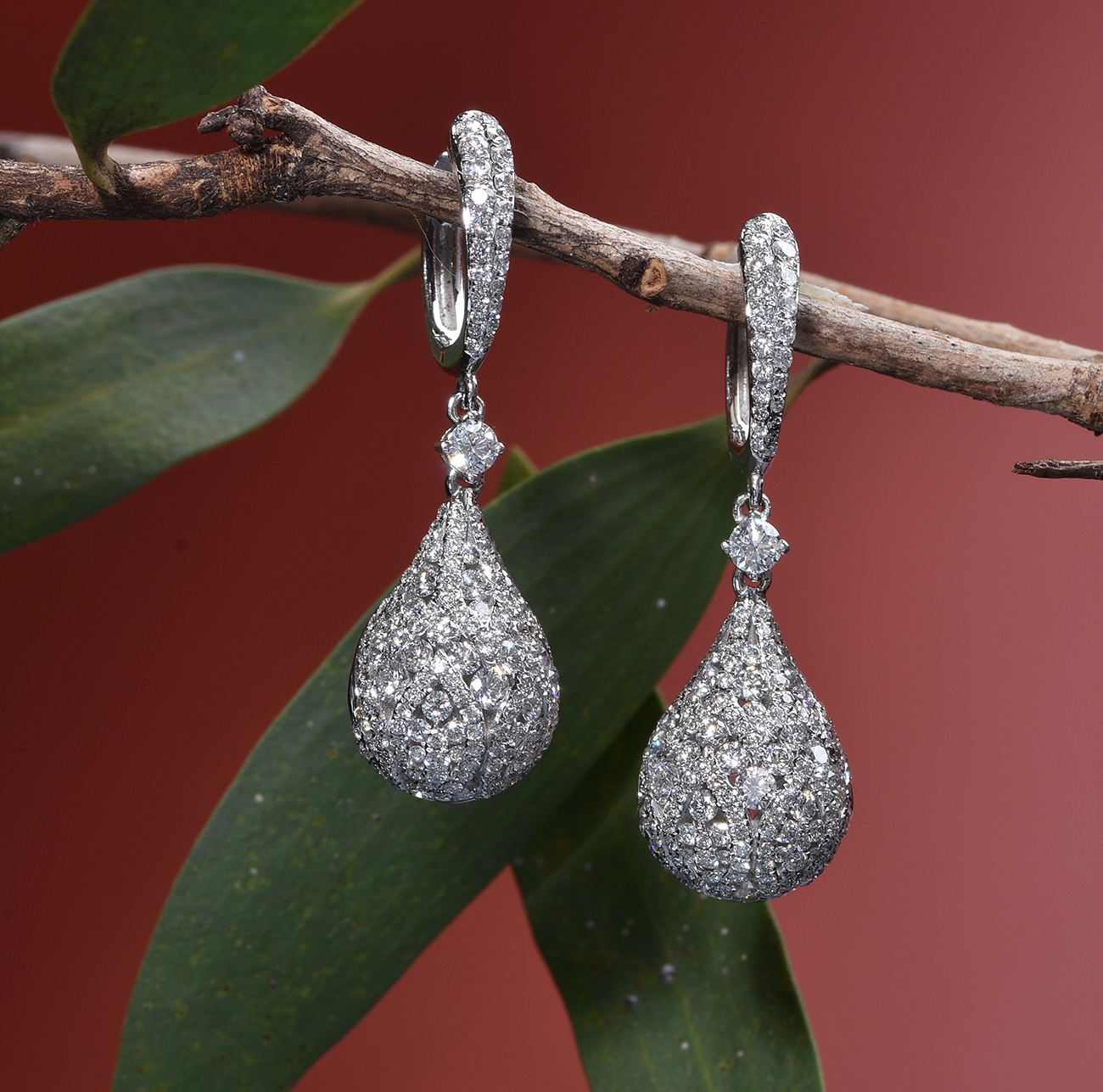 Pave diamond earrings discount